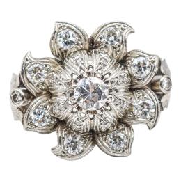 387 - SORTIJA CON DIAMANTES DE MEDIADOS DEL S.XX
