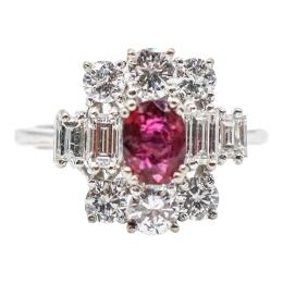 219 - SORTIJA ROSETÓN CON DIAMANTES Y GRANATE