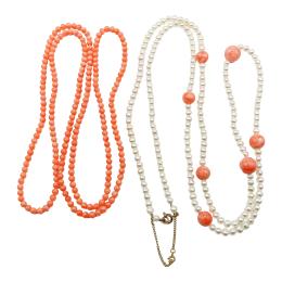 198 - COLLAR DE PERLAS Y COLLAR DE CORAL