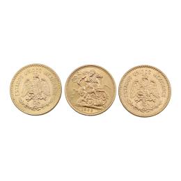 635 - TRES MONEDAS DE ORO