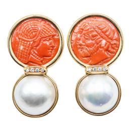284 - PENDIENTES CAMAFEO Y PERLAS MABÉ