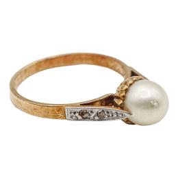 388 - SORTIJA CON PERLA DE PPS. DEL S.XX