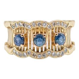 126 - ANILLO CON ZAFIROS Y BRILLANTES