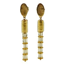 225 - PENDIENTES LARGOS CON CITRINOS Y CRISTAL DE MURANO