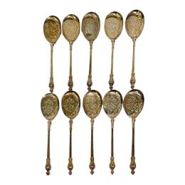 142 - DIEZ CUCHARITAS PARA HELADO EN PLATA DE FINALES DEL S.XIX