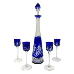 17 - CONJUNTO LICORERO EN CRISTAL TALLADO DE MEDIADOS DE  S.XX
