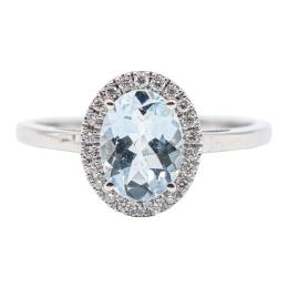50 - ANILLO ROSETÓN CON AGUAMARINA