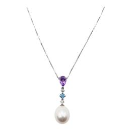 99 - COLGANTE CON PERLA, AMATISTA Y AGUAMARINA
