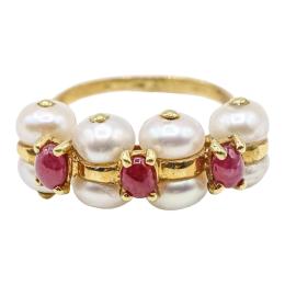 34 - ANILLO CON PERLAS Y RUBÍES