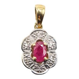 120 - COLGANTE ROSETÓN CON RUBÍ Y BRILLANTES