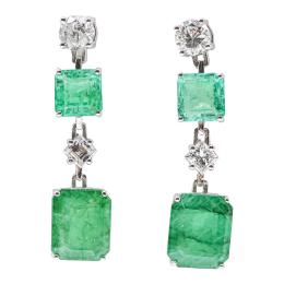 201 - PENDIENTES CON ESMERALDAS Y DIAMANTES