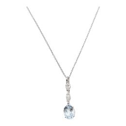 92 - COLGANTE CON DIAMANTES Y AGUAMARINA