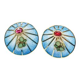200 - PENDIENTES CON ESMALTES Y RUBÍES
