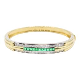 258 - PULSERA ESCLAVA CON DIAMANTES Y ESMERALDAS