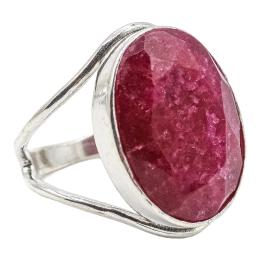 71 - ANILLO DE PLATA CON RAIZ DE RUBÍ