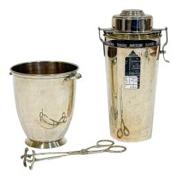 725 - CONJUNTO COCTELERA Y CUBITERA EN PLATA 