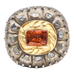 222 - SORTIJA CON GRANATE HESSONITA DEL S.XIX