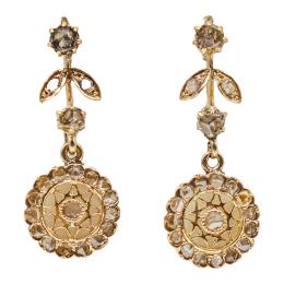 148 - PENDIENTES CON DIAMANTES DE PPS. DEL S.XX