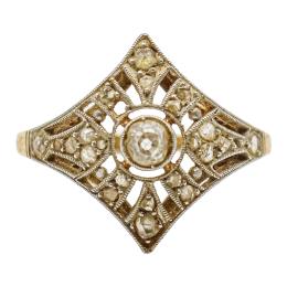 218 - SORTIJA CON DIAMANTES DE PPS. DEL S.XX