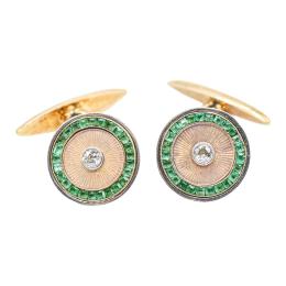 133 - GEMELOS CON DIAMANTE Y ESMALTE, AÑOS 30