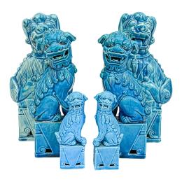 480 - TRES PAREJAS DE LEONES FOO ORIENTALES