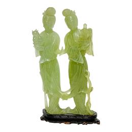 452 - FIGURAS ORIENTALES TALLADAS EN JADE DEL ÚLTIMO TERCIO S. XX