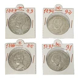 409 - COLECCIÓN DE 4 MONEDAS DE PLATA DE ALFONSO XIII