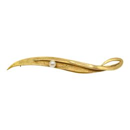 86 - BROCHE HOJA CON PERLA, AÑOS 60-70