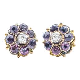 163 - PENDIENTES ROSETONES CON AMATISTAS, DE PPS. DEL S.XX