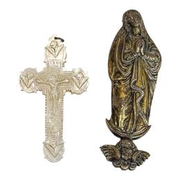 154 - PEQUEÑA CRUZ COLGANTE E IMAGEN DE VIRGEN INMACULADA PPS.XX 