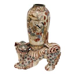 457 - JARRON MONTADO SOBRE FURIA EN CERAMICA SATSUMA CIRCA 1900