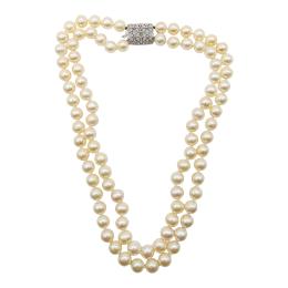 110 - COLLAR DOBLE DE PERLAS CON DIAMANTES