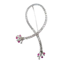 87 - BROCHE LAZO CON BRILLANTES Y RUBÍES