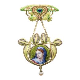 93 - BROCHE FRANCÉS ART NOUVEAU CON ESMALTES, PPS. DEL S.XX