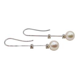 186 - PENDIENTES LARGOS CON PERLAS Y BRILLANTES