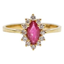 74 - ANILLO ROSETÓN CON RUBÍ Y BRILLANTES