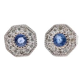 332 - PENDIENTES ROSETONES CON ZAFIROS Y BRILLANTES