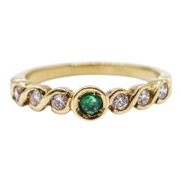 42 - ANILLO CON ESMERALDA Y BRILLANTES ROSAS