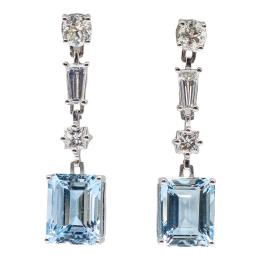 28 - PENDIENTES CON AGUAMARINAS Y DIAMANTES
