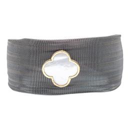 338 - PULSERA ANCHA CON TREBOL DE NÁCAR Y ORO