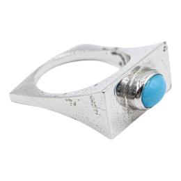 66 - ANILLO DE DISEÑO CON OPALINA AZUL