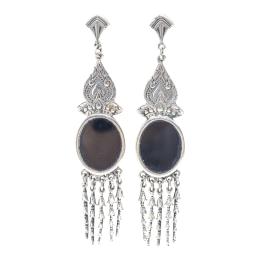 312 - PENDIENTES LARGOS CON ÓNIX NEGRO 