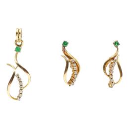 188 - PENDIENTES Y COLGANTE CON ESMERALDAS Y BRILLANTES