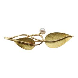 94 - BROCHE HOJAS CON PERLAS, AÑOS 70