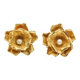 179 - PENDIENTES FLORES CON PERLAS, MED. S.XX