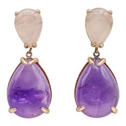 167 - PENDIENTES CON AMATISTA Y CUARZO ROSA