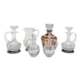 27 - CONJUNTO DE PIEZAS DE CRISTAL Y PLATA AÑOS 70