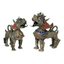 508 - DOS DRAGONES DE PLATA DE LA INDIA DEL ÚLTIMO TERCIO DE S. XX