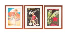 312 - TRES LITOGRAFÍAS DECORATIVAS ENMARCADAS
