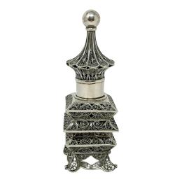 887 - TARRO EN FORMA DE PAGODA DE PLATA DE MEDIADOS DE SIGLO XX
